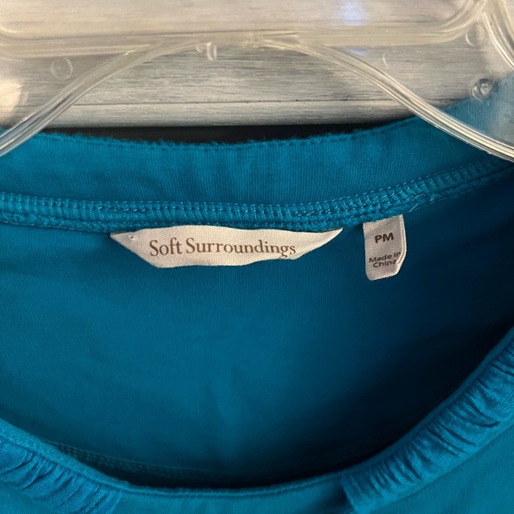 Soft Surroundings Teal Blue Just Peachy Pullover Sweatshirt - Picture 4 of 5